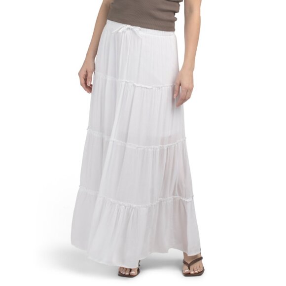 SWEET APPAREL White Tiered Maxi Skirt - Picture 1 of 2